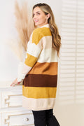 Woven Right Color Block Dropped Shoulder Cardigan - Your Second Look