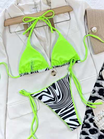 Zebra Print Halter Neck Bikini Set - Your Second Look