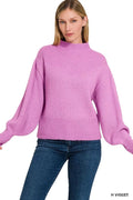 Zenana Balloon Sleeve Mock Neck Sweater - Your Second Look
