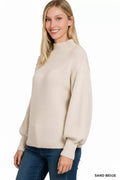 Zenana Balloon Sleeve Mock Neck Sweater - Your Second Look