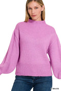 Zenana Balloon Sleeve Mock Neck Sweater - Your Second Look