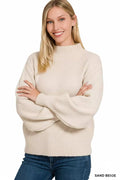 Zenana Balloon Sleeve Mock Neck Sweater - Your Second Look