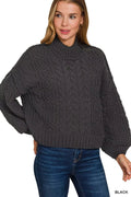 Zenana Cable - Knit Ribbed Turtleneck Sweater - Your Second Look