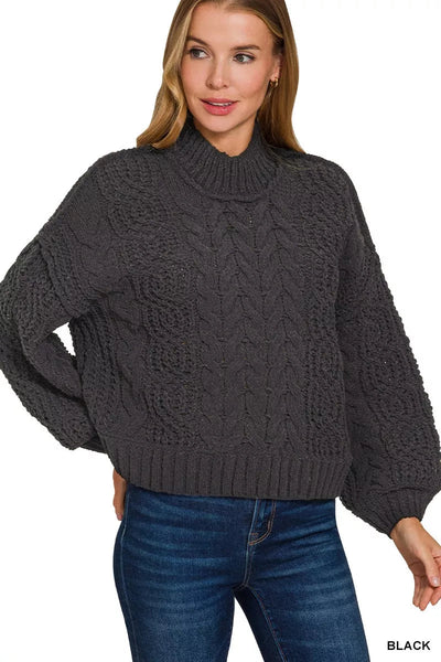 Zenana Cable - Knit Ribbed Turtleneck Sweater - Your Second Look