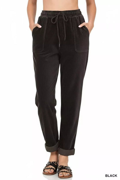 Zenana Corduroy Drawstring Cuffed Pants - Your Second Look