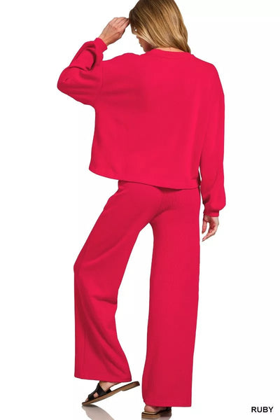 Zenana French Rib Pullover and Pants Set - Your Second Look