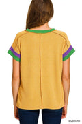 Zenana Mardi Gras Raised Rib Contrast Trim Top - Your Second Look