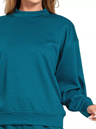 Zenana Scuba Long Sleeve Sweatshirt and Shorts Set - Your Second Look