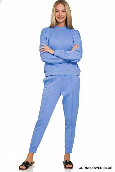 Zenana Scuba Mock Neck Sweatshirt and Joggers Set - Your Second Look