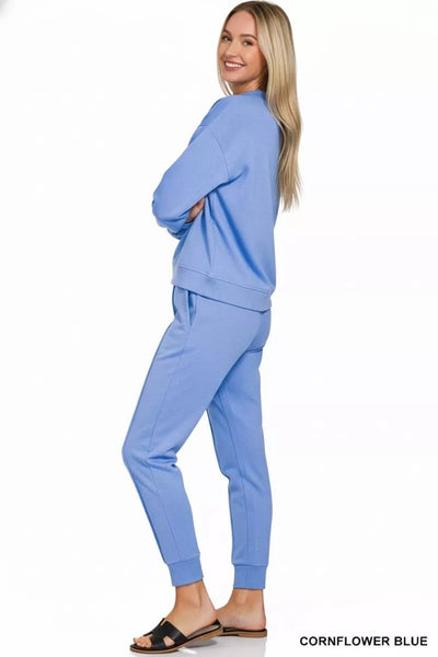 Zenana Scuba Mock Neck Sweatshirt and Joggers Set - Your Second Look