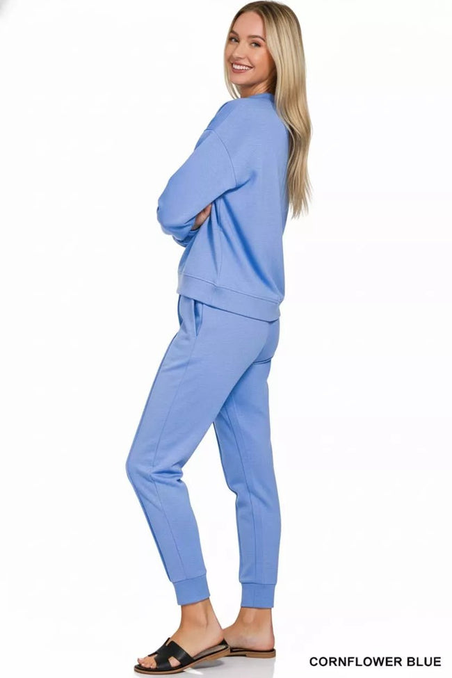 Zenana Scuba Mock Neck Sweatshirt and Joggers Set - Your Second Look