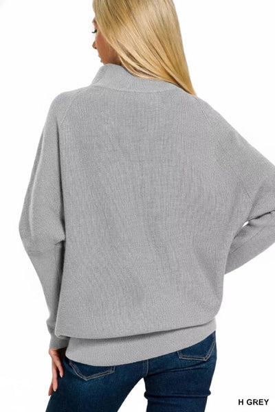 Zenana Viscose Dolman Sleeve Mock Neck Sweater - Your Second Look