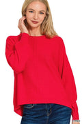 Zenana Viscose Front Seam Round - Neck Sweater - Your Second Look